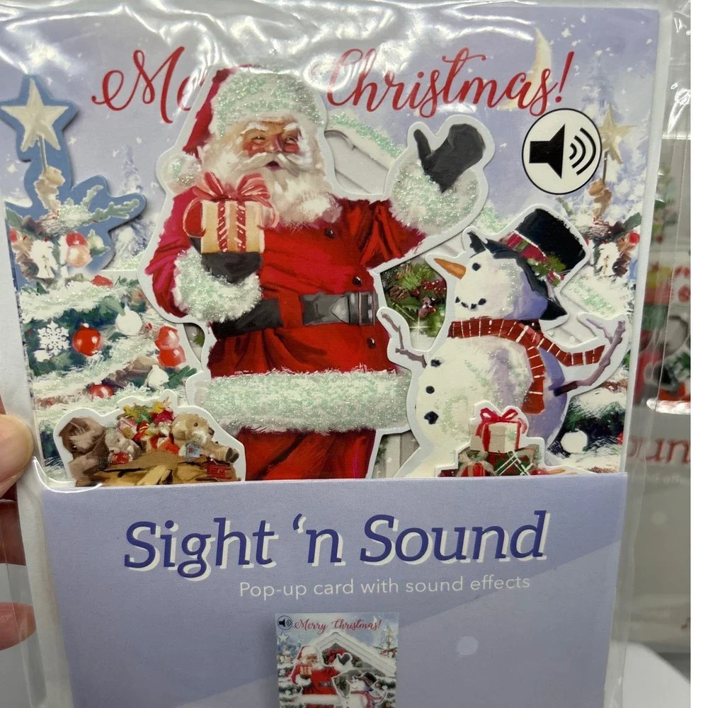 Christmas Pop Up Cards‎ Lot of 4 Santa Reindeer Snowman Joy Wreath Merry Decor
